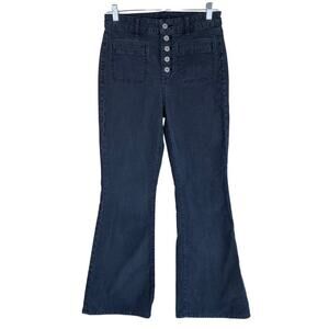 American Eagle Sz 6 Super Hi-Rise Flare Corduroy Pants Grey Button-fly Stretchy